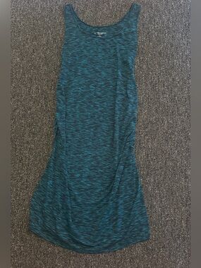 Liz Lange Maternity Heather Blue Space Dye Ruched Tank Active Summer Dress Sz M
